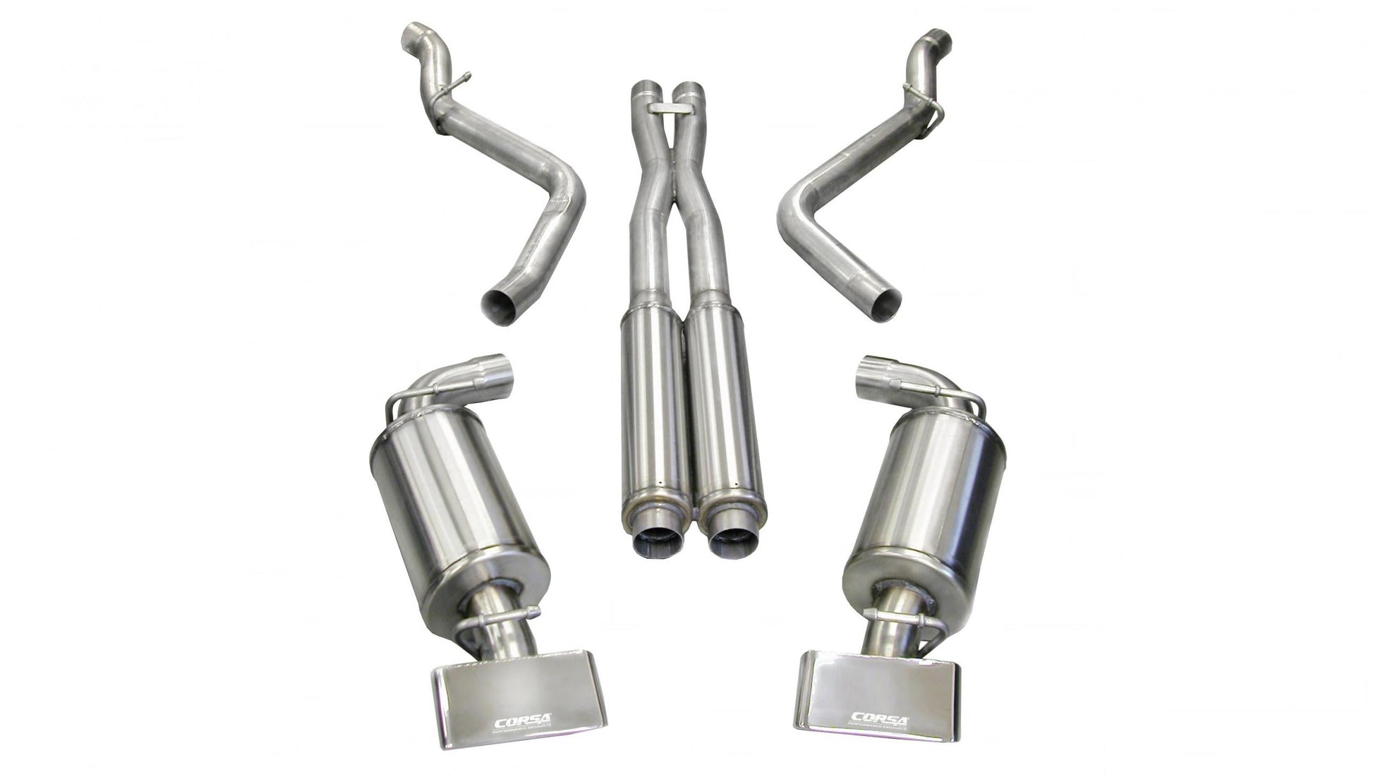 14438 Corsa 2.75 Inch Cat-Back Xtreme Dual Rear Exhaust GTX Polished Tips 08-10 Dodge Challenger SRT-8 6.1L V8 Stainless Steel Corsa Performance - Mammoth Racing -COR14438