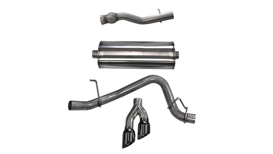 Corsa 14749BLK 3.0 Inch Cat-Back Sport Single Side Exit Exhaust 4.0 Inch Black Tips - Mammoth Racing -COR14749BLK