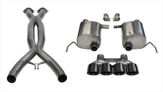Corsa 14762CBBLK 2.75 Inch Valve-Back Xtreme Plus Exhaust w/X-Pipe Dual Rear Exit Quad 4.5 Inch Black Tips - Mammoth Racing -COR14762CBBLK