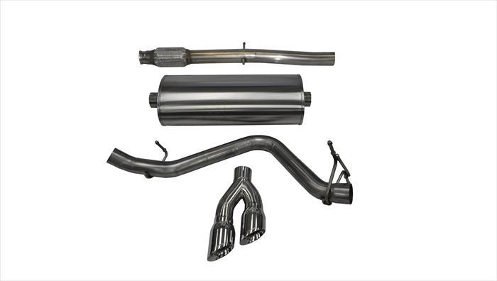 Corsa 14874 3.0 Inch Cat-Back Sport Single Side Exit Exhaust 4.0 Inch Polished Tips 14-Present Silverado/Sierra/Denali Crew Cab/Standard Bed - Mammoth Racing -COR14874