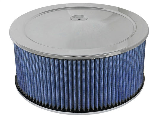 aFe MagnumFLOW Air Filters Round Racing P5R A/F Chrome Assy 14x6: Blk/Blue E/M - Mammoth Racing -