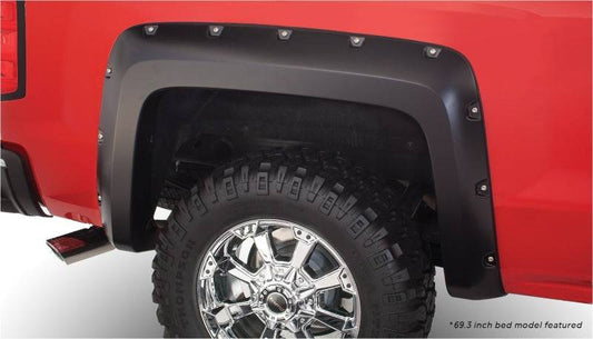 Bushwacker 15-18 Chevy Silverado 2500 HD Fleetside Pocket Style Flares 2pc 78.8/97.8in Bed - Black - Mammoth Racing -