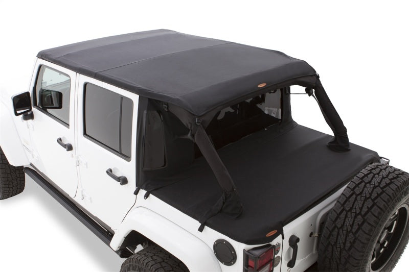 Bushwacker 07-18 Jeep Wrangler JK 2-Door Fastback Trail Armor Twill Flat Back Soft Top - Black - My Store