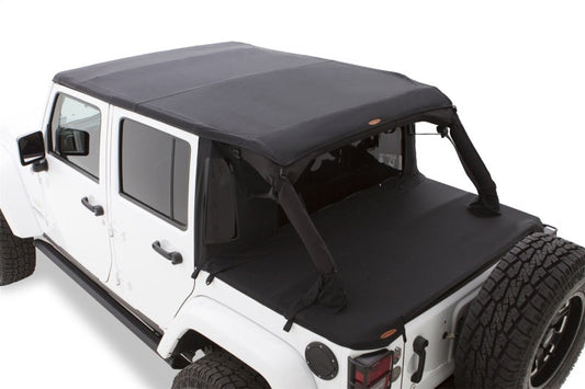 Bushwacker 07-18 Jeep Wrangler JK 2-Door Fastback Trail Armor Twill Flat Back Soft Top - Black - My Store