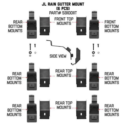 Go Rhino 6pc Rain Gutter Mounting Kit for SRM Rack - Mammoth Racing -