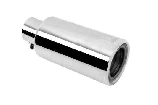 Gibson Rolled Edge Angle-Cut Muffler Quiet Tip - 4in OD/2.25in Inlet/12in Length - Stainless - Mammoth Racing -