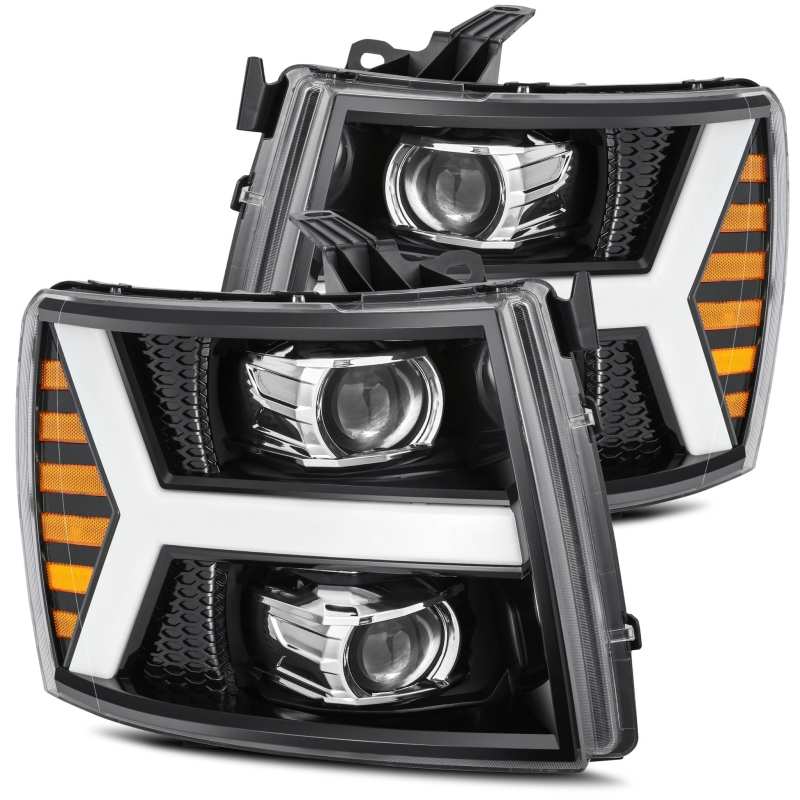 AlphaRex 07-13 Chevy 1500HD PRO-Series Proj Headlight Plank Style Gloss Blk w/Activ Light/Seq Signal - My Store