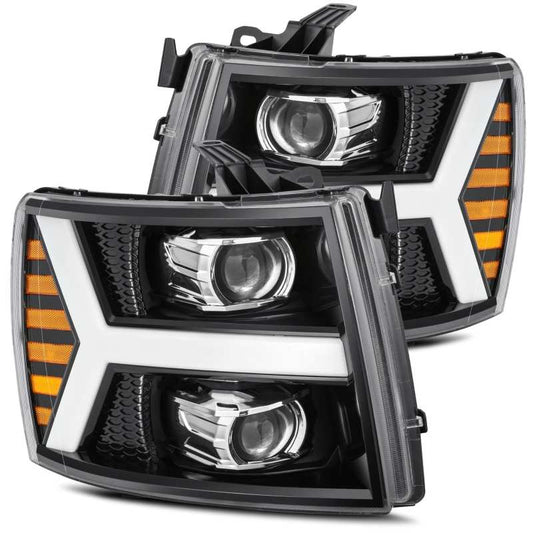 AlphaRex 07-13 Chevy 1500HD PRO-Series Proj Headlight Plank Style Gloss Blk w/Activ Light/Seq Signal - My Store