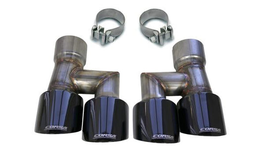 21038BLK Corsa Mustang Quad Exhaust Tip Kit Black 18-19 Ford Mustang GT 5.0 Liter V8 Corsa Performance - Mammoth Racing -COR21038BLK