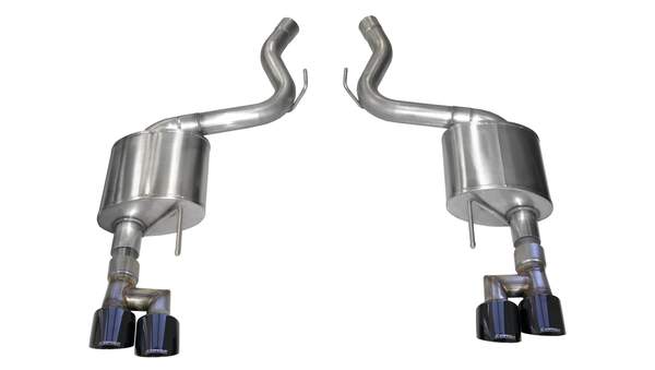 21039BLK Corsa Mustang Axle-Back Exhaust System 18-19 Ford Mustang GT 5.0L V8 Black Tips 3.0 Inch W/Twin 4.0 Inch Tips Sport Sound Level - Mammoth Racing -COR21039BLK
