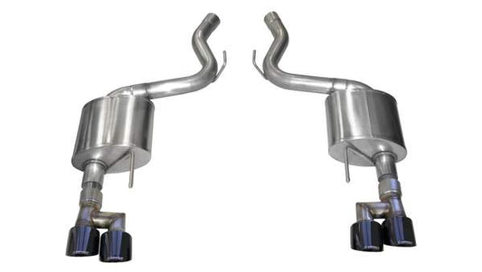 21039BLK Corsa Mustang Axle-Back Exhaust System 18-19 Ford Mustang GT 5.0L V8 Black Tips 3.0 Inch W/Twin 4.0 Inch Tips Sport Sound Level - Mammoth Racing -COR21039BLK