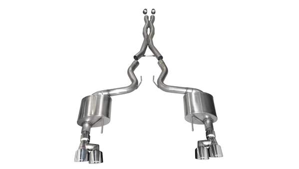 21040 Corsa 2018-2019 Ford Mustang 3.0 Inch Cat-Back Exhaust System Polished Twin 4.0 Inch Tips Xtreme Sound Level - Mammoth Racing -COR21040