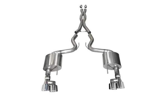 21040 Corsa 2018-2019 Ford Mustang 3.0 Inch Cat-Back Exhaust System Polished Twin 4.0 Inch Tips Xtreme Sound Level - Mammoth Racing -COR21040