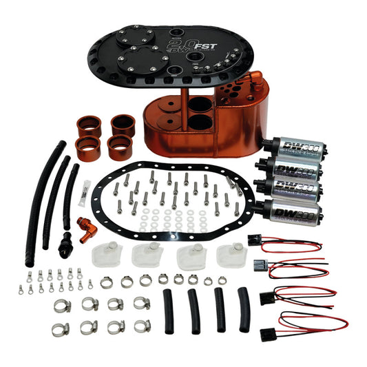 Deatschwerks 2.0L Staged Fuel Cell Surge Tank (Includes 4 DW300 Fuel Pumps) - Mammoth Racing -
