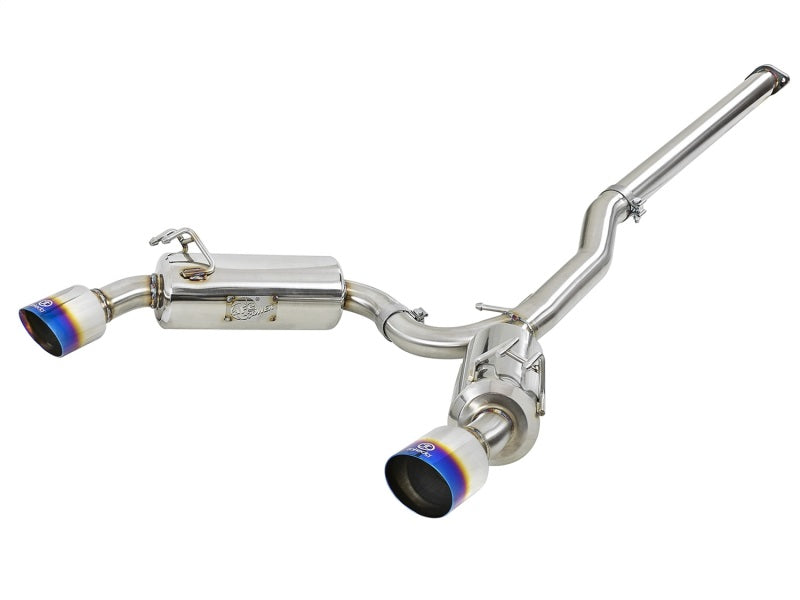 aFe Takeda 3in. to 2.5in. 304 SS C/B Exhaust 08-15 Mitsubishi EVO I4-2.0L (t) - Blue Flamed Tips - Mammoth Racing -