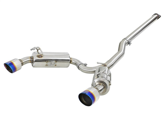 aFe Takeda 3in. to 2.5in. 304 SS C/B Exhaust 08-15 Mitsubishi EVO I4-2.0L (t) - Blue Flamed Tips - Mammoth Racing -