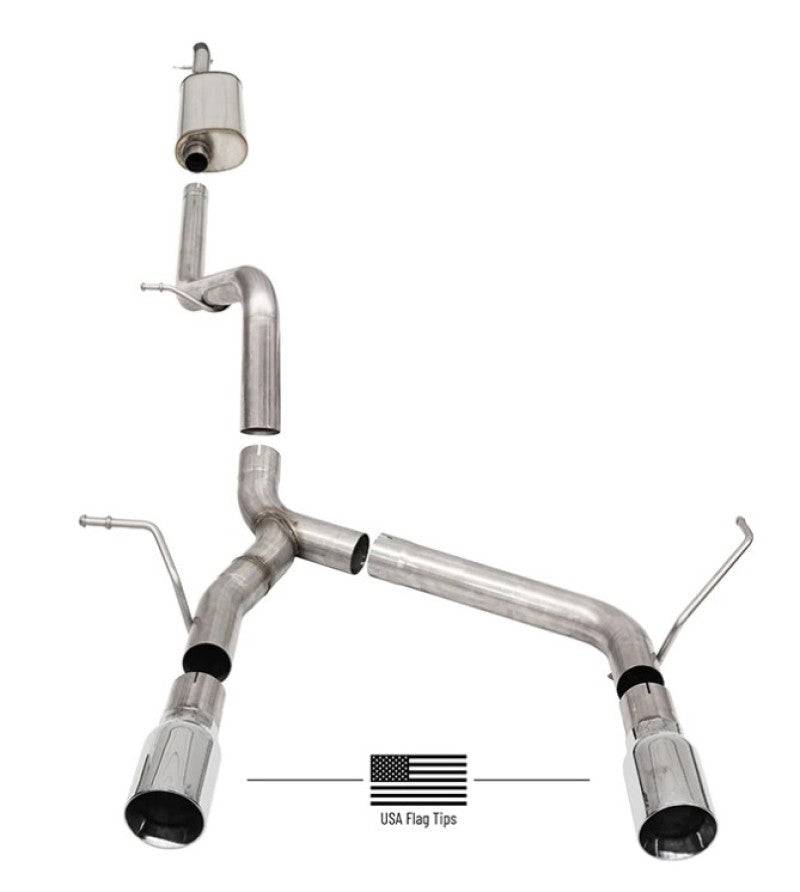 Corsa 18-21 Jeep Wrangler JLU 3.6L 2.75in Sport Cat-Back Exhaust w/ American Flag Tips - Mammoth Racing -