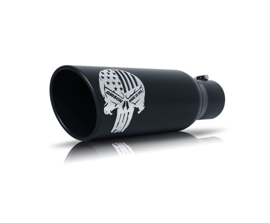 Gibson Patriot Skull Rolled Edge Angle-Cut Tip - 6in OD/5in Inlet/18in Length - Black Ceramic - Mammoth Racing -