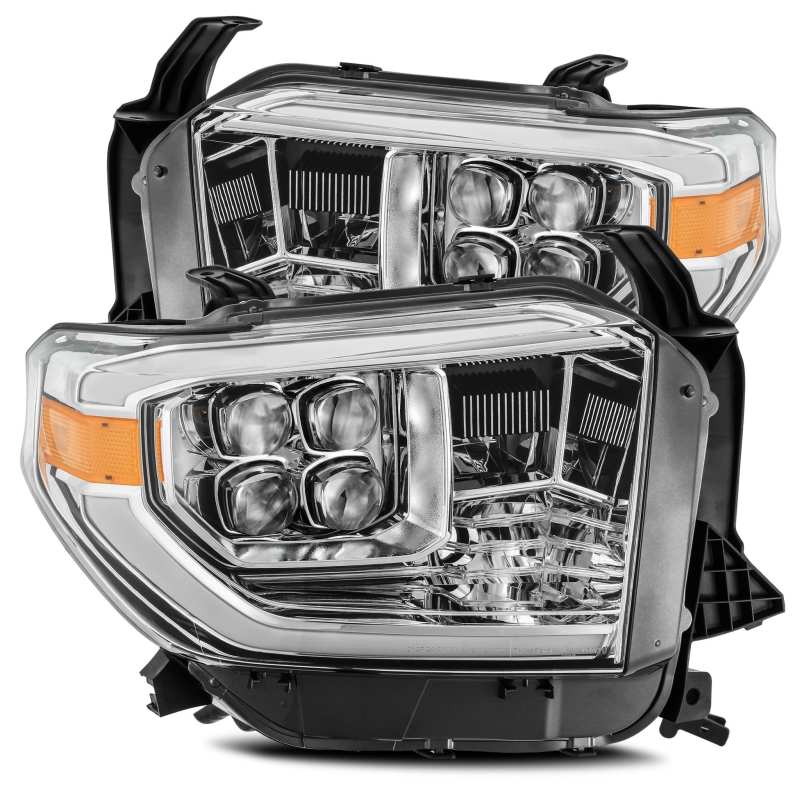 AlphaRex 14-19 Toyota Tundra NOVA LED Projector Headlights Plank Style Chrome w/Activ Light/DRL - Mammoth Racing -