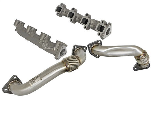 aFe 01-04 GM V8-6.6L LB7 Twisted Steel Manifold w/ Up Pipe - Mammoth Racing -