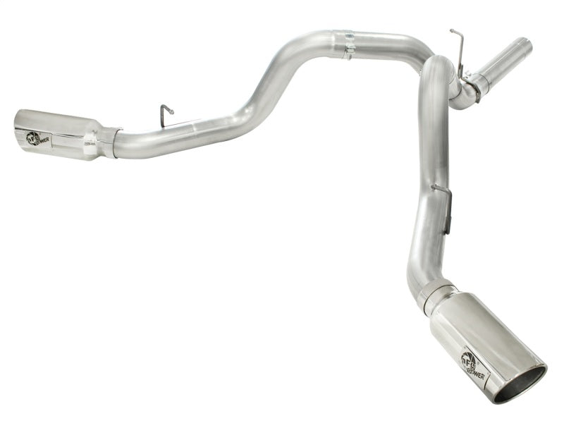 aFe MACHForce XP Exhaust Aluminized Dual Split DPF Back 11-15 GM Diesel Truck V8-6.6L (td) (pol tip) - Mammoth Racing -