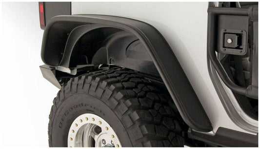 Bushwacker 07-18 Jeep Wrangler Flat Style Flares 2pc Fits 2-Door Sport Utility Only - Black - Mammoth Racing -
