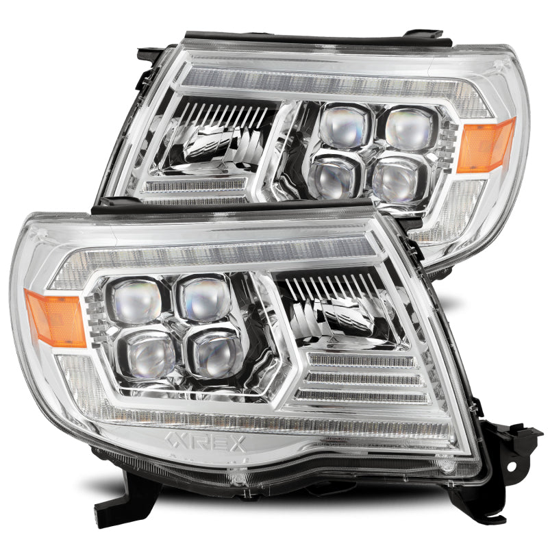 AlphaRex 05-11 Toyota Tacoma NOVA LED Projector Headlights Plank Style Chrome w/Activation Light/DRL - Mammoth Racing -