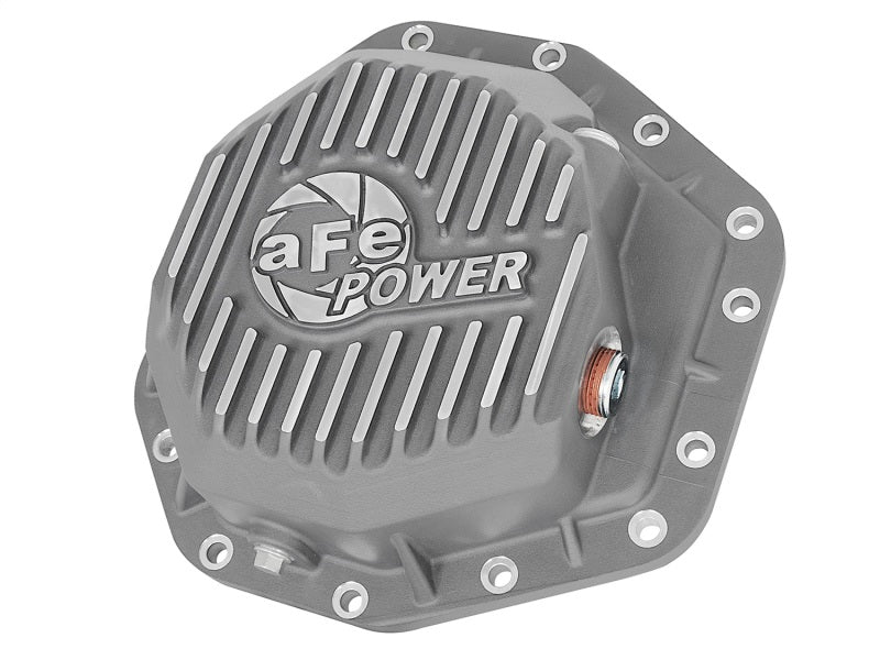 aFe Power Street Ser Rear Diff Cover Raw w/Mach Fin 2017 Ford Diesel Trucks V8-6.7L(td) Dana M275-14 - Mammoth Racing -