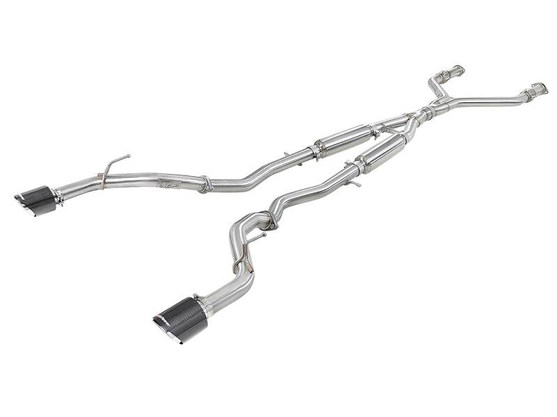 aFe Takeda 2.5in 304 SS Cat-Back Exhaust System w/ Carbon Fiber Tips 16-18 Infiniti Q50 V6-3.0L (tt) - My Store