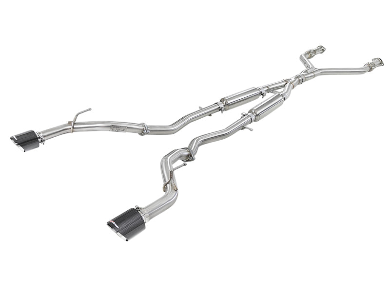aFe POWER Takeda 2.5in 304 SS CB Exhaust w/ Carbon Fiber Tips 17-19 Infiniti Q60 V6-3.0L (tt) - Mammoth Racing -