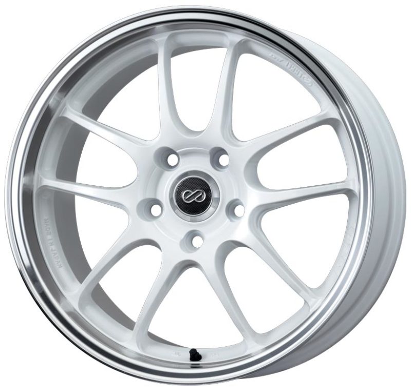 Enkei PF01SS 17x9 5x114.3 48mm Offset 75mm Bore Diameter White with Machined Lip Wheel - Mammoth Racing -