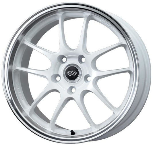 Enkei PF01SS 17x9 5x114.3 48mm Offset 75mm Bore Diameter White with Machined Lip Wheel - Mammoth Racing -