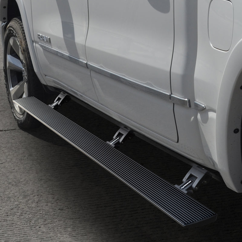 Go Rhino 19-23 Ram 1500 CC 4dr E-board E1 Electric Running Board Kit 3 Brkt (No Drl) - Bedliner Coat - Mammoth Racing -