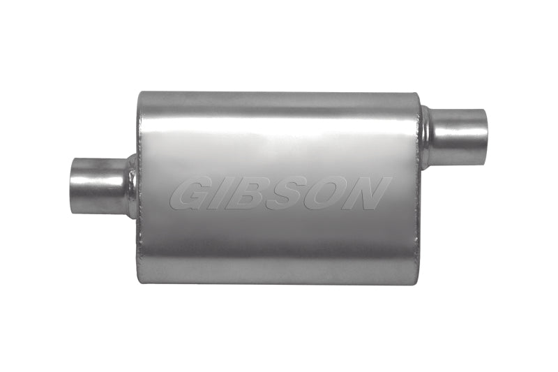 Gibson CFT Superflow Center/Offset Oval Muffler - 4x9x13in/3in Inlet/3in Outlet - Stainless - Mammoth Racing -