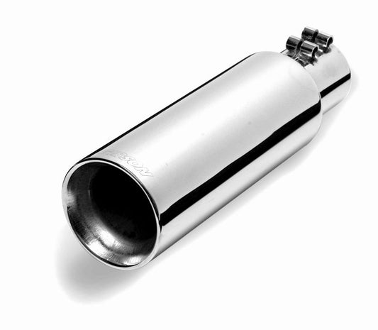 Gibson Round Dual Wall Angle-Cut Tip - 3in OD/2.5in Inlet/12in Length - Stainless - Mammoth Racing -