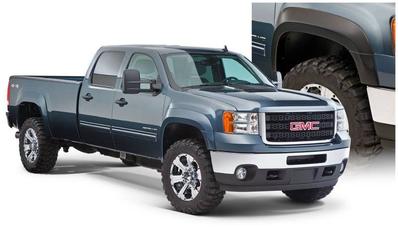 Bushwacker 07-13 GMC Sierra 1500 Fleetside Extend-A-Fender Style Flares 4pc 69.3in Bed - Black - Mammoth Racing -