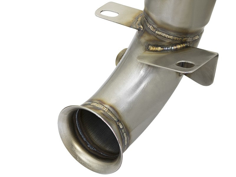 aFe 09-13 MINI Cooper S (R56) L4 1.6L (t) Twisted Steel Down Pipe 2-1/2in 304 Stainless Steel w/ Cat - Mammoth Racing -