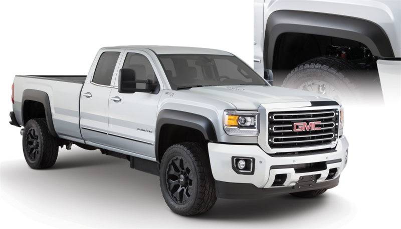 Bushwacker 15-18 GMC Sierra 2500 HD Extend-A-Fender Style Flares 4pc 78.8/97.6in Bed - Black - Mammoth Racing -