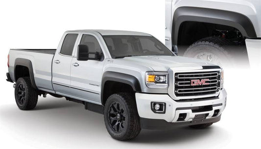 Bushwacker 15-18 GMC Sierra 2500 HD Extend-A-Fender Style Flares 4pc 78.8/97.6in Bed - Black - Mammoth Racing -
