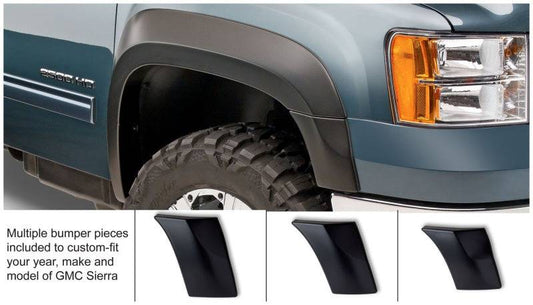 Bushwacker 07-14 GMC Sierra 2500 HD Extend-A-Fender Style Flares 2pc - Black - Mammoth Racing -