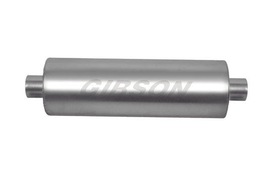 Gibson SFT Superflow Center/Center Round Muffler - 8x24in/2.5in Inlet/3in Outlet - Stainless - Mammoth Racing -