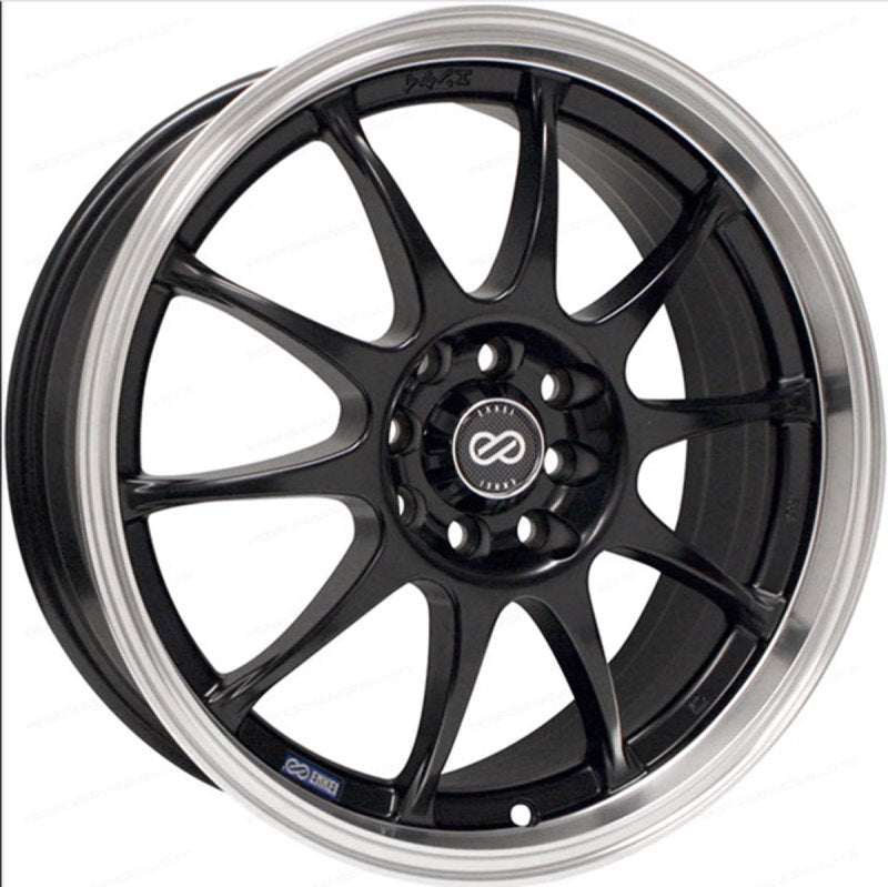Enkei J10 16x7 5x112/114.3 38mm Offset 72.62mm Bore Dia Black w/ Machined Lip Wheel - Mammoth Racing -