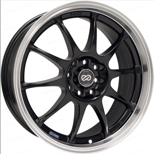 Enkei J10 16x7 4x100/108 42mm Offset 72.62mm Bore Dia Matte Black w/ Machined Lip Wheel - My Store