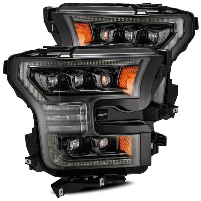 AlphaRex 17-20 Ford Raptor NOVA LED Proj Headlights Plank Style Alpha Black w/Activ Light/Seq Signal - My Store