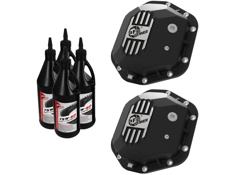 aFe Power Pro Series Dana 44 Front & Rear Diff Cover Black w/ Mach Fins 97-18 Jeep Wrangler (TJ/JK) - Mammoth Racing -
