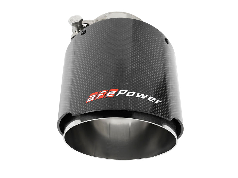 aFe MACH Force-Xp 304 SS Clamp-On Exhaust Tip 2.5in. Inlet / 4.5in. Outlet / 7in. L - Carbon Fiber - Mammoth Racing -
