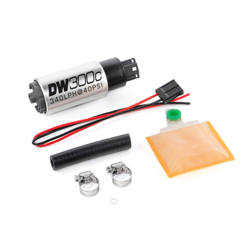 DeatschWerks 340lph DW300C Compact Fuel Pump w/ Universal Install Kit (w/o Mounting Clips) - Mammoth Racing -