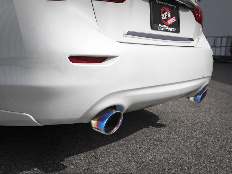 aFe Takeda 2.5in 304 SS Axle-Back Exhaust w/ Blue Flame Tips 16-18 Infiniti Q50 V6-3.0L (tt) - Mammoth Racing -