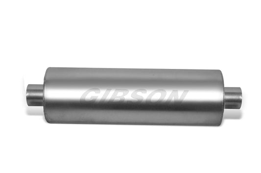 Gibson SFT Superflow Center/Center Round Muffler - 8x24in/3.5in Inlet/3.5in Outlet - Stainless - Mammoth Racing -