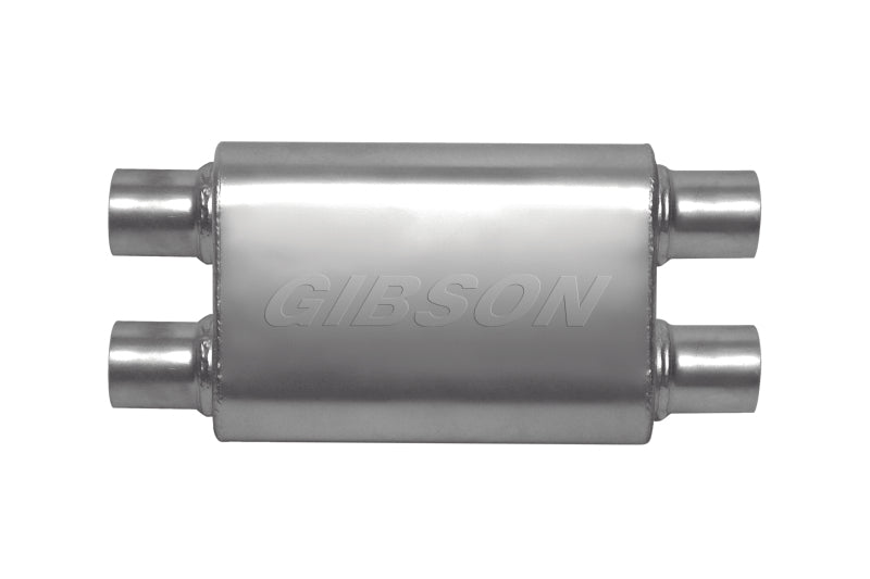 Gibson MWA Superflow Dual/Dual Oval Muffler - 4x9x14in/2.5in Inlet/2.5in Outlet - Stainless - Mammoth Racing -